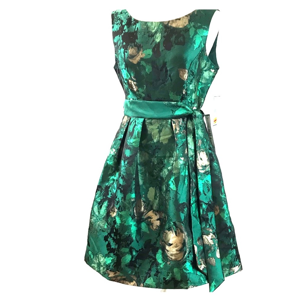 Green Floral with silvery accents dress (#168)